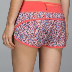 Lululemon Run: Speed Short *4-way Stretch Prism Petal Multi / Atomic Red